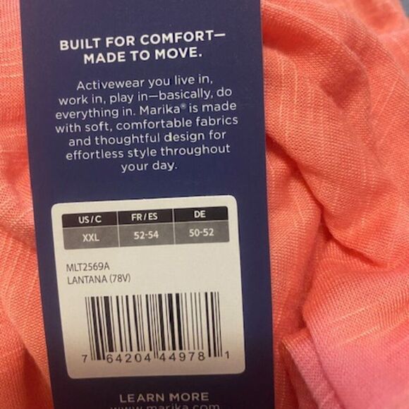 Marika Coral Lantana cut out back top, size XXL - Picture 4 of 5